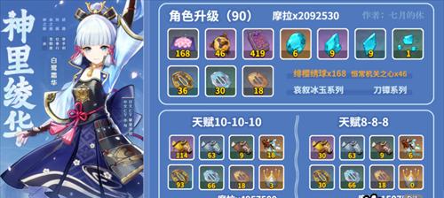 原神贯月矢突破材料最新一览